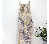 Zig Zag Heavyweight Herringbone Throw Blanket Allure Bath Fashions Mustard 125cm x 150cm