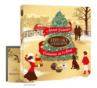 Luxury Hot Chocolate Ferrero Collection Advent Calendar 2022 with Milk, White and Dark Chocolate Pralines 271g & Free Christmas Card Luxury Festive Gift, 2 Piece Set