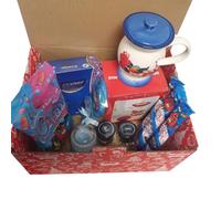 Luxury Hot Chocolate Mug Hamper Box with Sweets and Treats - Ceramic Floral Mug, Chocolates, Mini Jars, and Candy Gift Set for Cozy Evenings