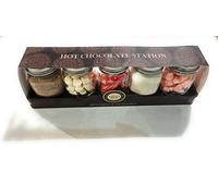 Luxury Hot Chocolate Station with Flavour drink mix, White creaming powder, pink marshmallows, candy canes and white Marshmallows. CHRISTMAS