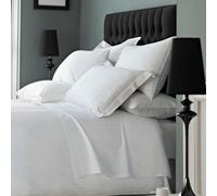 Luxury Hotel Quality 100% Cotton 1cm Satin Stripe White Pillowcase | 300 Thread Count | Mock Oxford Style | 54 x 96cm