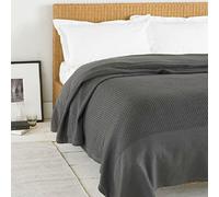Luxury Hotel Quality 100% Cotton Waffle Style Honey Comb Throw Blanket Perfectly Soft & Warm (240x250, Charcoal)