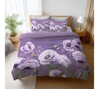 Luxury Hotel Quality Duvet Cover Set 2 Pieces Dark Vintage Poppy Exquisite Bedding Set Gift High-End Microfiber Duvet Cover 140 x 200 cm Includes Pillowcase (Purple)