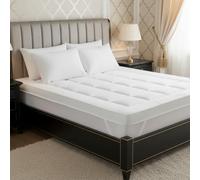 Luxury Hotel-Quality Mattress Topper 10cm/4 Inch Thick, Soft, Supportive, Breathable, Quilted with Strong Elastic Corner Straps Single, Double, King, Super King (King)