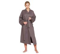 Luxury Hotel Quality Unisex Kimono Waffle Bath Robes 100% Cotton Dressing Gown Bathrobe (Charcoal, Small)