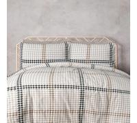 Luxury Houndstooth Check Brushed Cotton Duvet Cover Set - Easy Care Bedding
