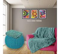 Luxury Hug and Snug Cuddles Fluffy Faux Fur Sherpa Teddy Fleece Reversible Throw Sofa Bed Super Soft Warm and Cosy Blanket Throw Teal 150cm x 200cm Approximate