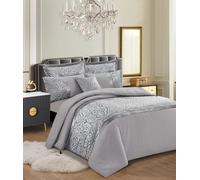 Luxury Infinity Jacquard Duvet Set: Available in Double, King, and Super King sizes for a truly indulgent and opulent sleep experience. (Silver, Double)