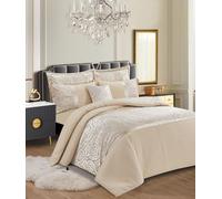 Luxury Infinity Jacquard Duvet Set: Available in Double, King, and Super King sizes for a truly indulgent and opulent sleep experience. (Beige, King)