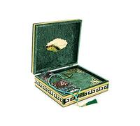 Luxury Islamic Prayer Velvet Covered Gift Box, Deluxe 4 Piece Set with Elegant Velvet Covered Quran & Prayer Beads Tesbih & Prayer Rug, Ramadan & Eid Gift, Green