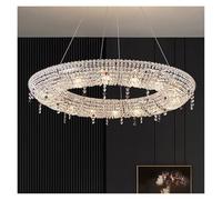 Luxury Italian LED Crystal Chandelier 4000K Neutral Light 80cm Ceiling Pendant Lamp for Home Villa Living Room Dining Indoor Decor Lighting Fixture