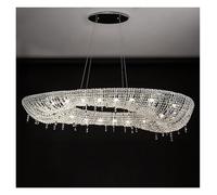 Luxury Italian LED Crystal Chandelier - Modern Ceiling Pendant Lamp for Home Villa Living & Dining Room Decor - 4000K Neutral Light 80cm Fixture