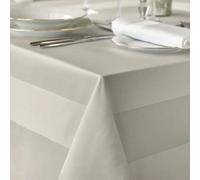Luxury Ivory/Off-White Satin Band 100% Mercerised Cotton Table Cloth | 180cm x 275cm / 71” x 108”, 160 Thread Count, Pack Of 1, Ideal For Restaurants, Weddings, Christmas, Easter