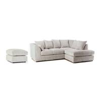 Luxury Jumbo Cord Cream Rhf Corner / With Free Footstool