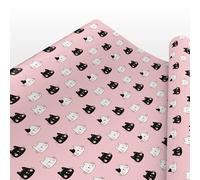 Luxury Kawaii Cat Wrapping Paper - Cute Black & White Cat Faces Print on Pink Background - Sheets or Rolls up to 6m - 100gsm FSC Certified Smooth Matte Gift Wrap for Cat Lovers - 2M