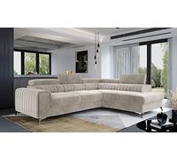 Luxury L Shape Corner Sofa Bed in Laurence Velvet Touch Fabrics for Elegant Home Décor