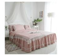 Luxury Lace Sheet Set, Solid Color Cotton Duvet Cover, Ruffled Bed Skirt Design, Machine Washable And Fade-resistant, Breathable Bedding For All Seasons