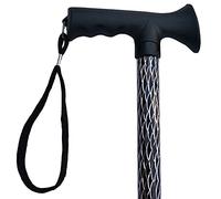 Luxury Ladies Engraved Etched Adjustable Walking Stick Cane with Soft Grip Gel Ergonomic Handle for Women - 25.5” - 35.5” (Engraved Black)