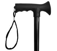 Luxury Ladies Mens Adjustable Walking Stick Cane with Soft Grip Gel Ergonomic Handle for Women or Gents - 25.5” - 35.5” (Plain Black)