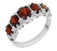 Luxury Ladies Victorian Style Solid Hallmarked Sterling Silver Genuine Garnet Ring