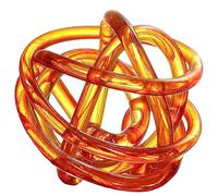 Luxury Lane Hand Blown Infinity Knot Sommerso Decorative Glass Ball for Bowls Home Decor 6 inch Tall Orbit Centerpiece Table Decoration Sculpture Ombre Red