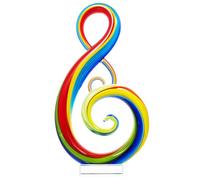 Luxury Lane Hand Blown Treble Sommerso Art Glass Sculpture for Home Decor Rainbow 14 inch Tall Centerpiece Table Decoration