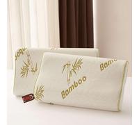 Luxury Large Contour Bamboo Memory Foam Pillow - Pack Of 2 - 35D Firm Foam with 240 GSM Bamboo Cover - Ergonomic Pillow for Neck And Shoulder Pain - Ideal Orthopedic Pillow for All Sleeping positions