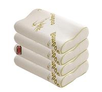 Luxury Large Contour Bamboo Memory Foam Pillow - Pack Of 4 - 35D Firm Foam with 240 GSM Bamboo Cover - Ergonomic Pillow for Neck And Shoulder Pain - Ideal Orthopedic Pillow for All Sleeping positions