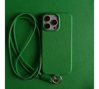 Luxury Leather Case For iPhone 16 15 11 13 12 14 Pro Max Strap Crossbody Lanyard Phone Cover Coque,green,For iPhone 15 Plus