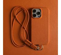 Luxury Leather Case For iPhone 16 15 11 13 12 14 Pro Max Strap Crossbody Lanyard Phone Cover Coque,orange,For iPhone 15 Pro