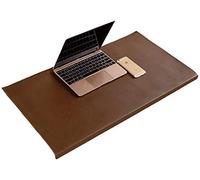 Luxury Leather Desk Pad, Large Mouse Pad with L-Shaped Edge Protection, Non-Slip Writing Mat Laptop Keyboard Pad for Office Home-120x60cm-Brown