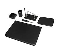 Luxury Leather Desk Set - Full-Grain Italian Leather | Handmade in Italy with Flip-Open Desk Pad - Executive Desk Organizer for Men & Women, Leather Desk Pad, Elegant Office Accessories (Black)