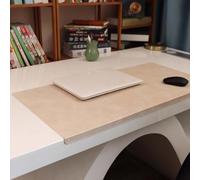Luxury Leather Laptop Desk Pads, Large Mouse Pad with Edge Protector, Waterproof Table Mat Smooth Writing Pad for Office and Home (60x110cm,Beige)