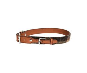 Luxury Leather Pet Collar Tweed Check 8-12 Inch Soft Strong Fabric