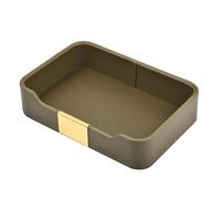 Luxury Leather Tray Desktop Storage Catchall Organiser Decorative Tray, for Jewellery, Watches, Cosmetics, Keys, Phone, Wallet (Olive Green, 21.59 inches L x 14.48 inches W x 4.57 inches H)