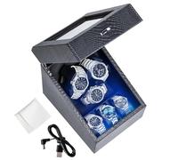 Luxury LED Light Watch Winder,3 Automatic Watch Winder with 3 Watches Storages,4 Rotation Modes, Quiet Motor, PU-Watch Winders Ideal for Men and Women