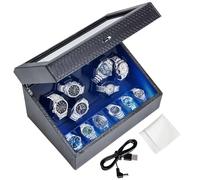 Luxury LED Light Watch Winder,6 Automatic Watch Winder with 6 Watches Storages,4 Rotation Modes, Quiet Motor, PU-Watch Winders Ideal for Men and Women