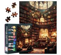 Luxury Library Jigsaw Puzzles for Adults 1000 Pieces Difficult Challenge Bookshelf Puzzles for Family Game Books and Christmas Tree Jigsaw Puzzle for Adults House Wall Decor 27.5"X19.7"