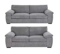 LUXURY LIFE Amalfi Collingdale Jumbo Cord Fabric Sofa Set in Grey LUXURY LIFE Grey