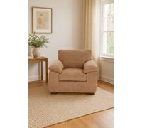 LUXURY LIFE Amalfi Jumbo Cord Fabric 1 Seater Sofa in Light Brown LUXURY LIFE Light Brown