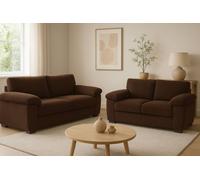 LUXURY LIFE Amalfi Jumbo Cord Fabric Sofa Set in Chocolate LUXURY LIFE Chocolate