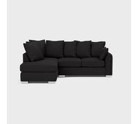 LUXURY LIFE Ariana Left Hand Fabric Corner Sofa with Footstool in Black LUXURY LIFE Black