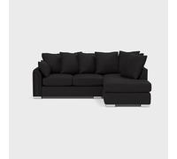 LUXURY LIFE Ariana Right Hand Facing Fabric Corner Sofa with Footstool in Black LUXURY LIFE Black