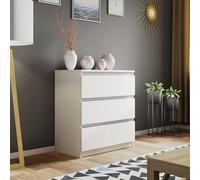 LUXURY LIFE Carlton Matt Chest of Drawers 3 Drawer Cabinet in White LUXURY LIFE White
