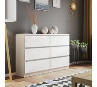 LUXURY LIFE Carlton Matt Chest of Drawers 6 Drawer Cabinet in White LUXURY LIFE White