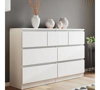 LUXURY LIFE Carlton Matt Chest of Drawers 7 Drawer Merchant in White LUXURY LIFE White