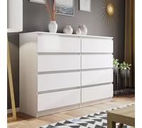 LUXURY LIFE Carlton Matt Chest of Drawers 8 Drawer Cabinet in White LUXURY LIFE White