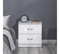 LUXURY LIFE Chilton Gloss White 2 Drawer Modern Bedside Table LUXURY LIFE White