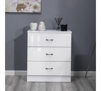 LUXURY LIFE Chilton Gloss White 3 Drawer Modern Chest of Drawers LUXURY LIFE White