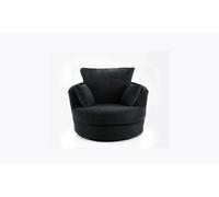 LUXURY LIFE Collingdale Dylan Jumbo Cord Fabric Swivel Chair in Black LUXURY LIFE Black